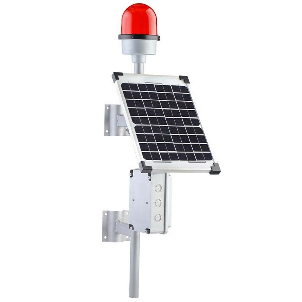 Montaje en pared · Luz de obstáculo con panel solar